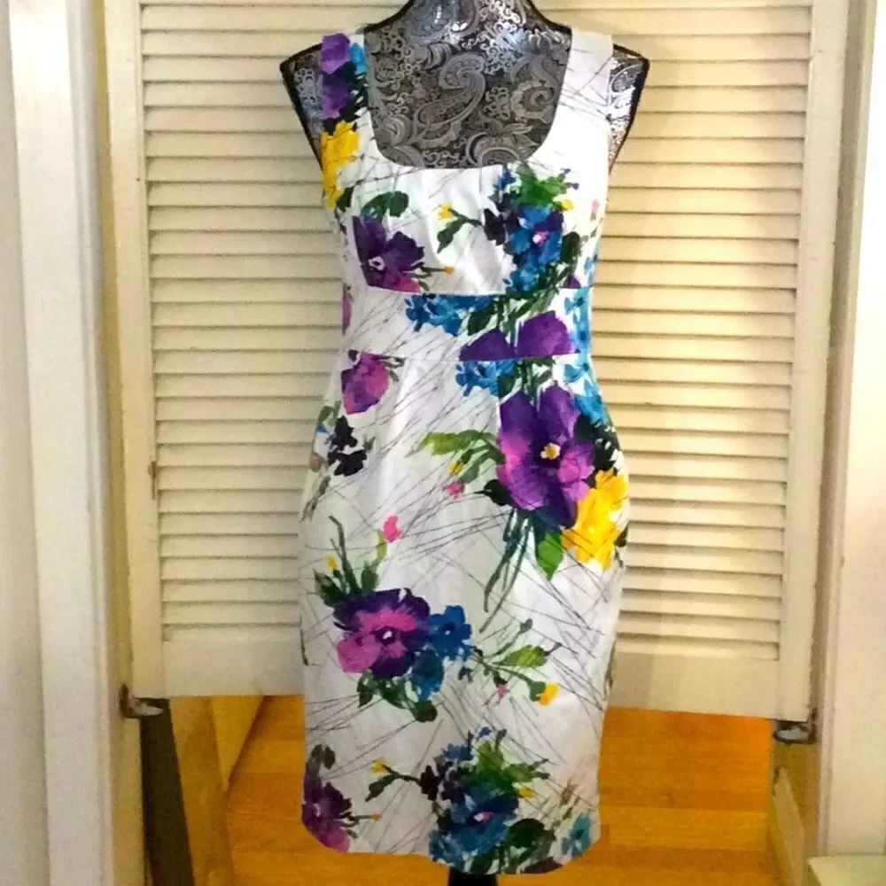 Spence Floral Cotton Pocket Dress Zip Back Size 4